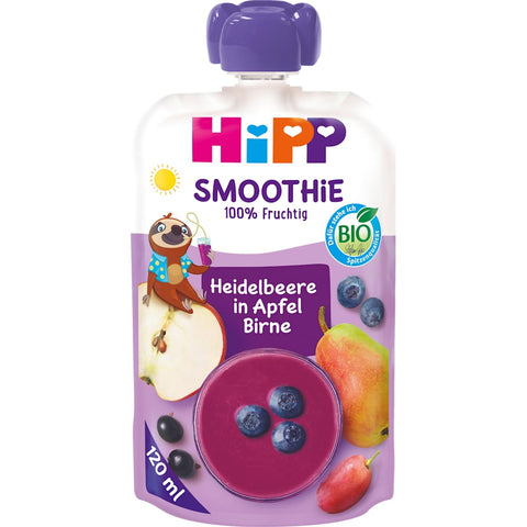 HiPP Quetschie Smoothie Mix myrtille, pomme et poire, dès 1 an (120 ml)