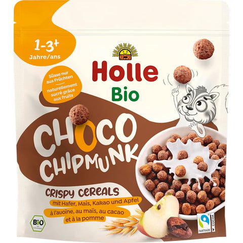 Holle Muesli croustillant pour enfants Choco Chipmunk à l'avoine, au maïs, au cacao et à la pomme, dès 1 an (125 g)