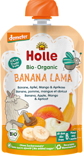 Holle Purée en sachet Banana Lama, banane, pomme, mangue et abricot dès 6 mois (100 g)