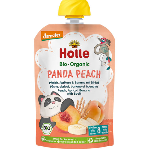 Holle Panda Peach Pouch peach, apricot, banana with spelt from 8 months (100g)