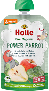 Holle Quetschie Power Papagei Birne & Apfel mit Spinat ab 6 Monaten (100 g)