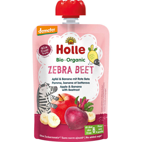 Holle Quetschbeutel Zebra Rübe Apfel, Banane & Rote Bete ab 6 Monaten (100 g)