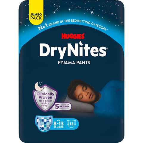 HUGGIES DryNites Pyjama-Hosen für Jungen 8-13 Jahre, Jumbopack, 13 Stück
