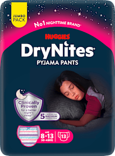 HUGGIES DryNites Pyjama Pants filles 8-13 ans, pack géant, 13 pièces