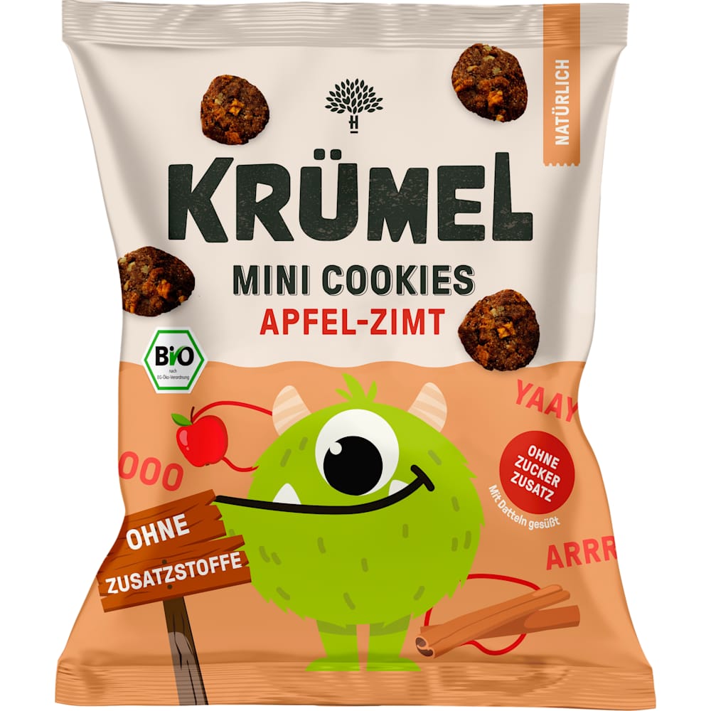 KRÜMEL Snack enfant Mini Monster Cookies pomme cannelle, dès 3 ans (50 g)