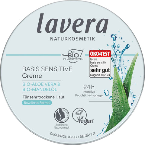 lavera Naturkosmetik Basis Sensitiv Feuchtigkeitscreme im Tiegel (150 ml)