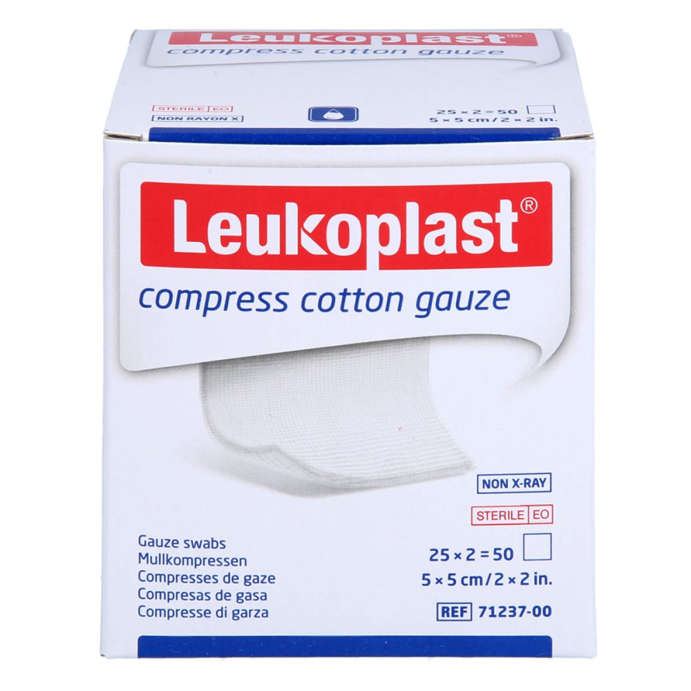 Leukoplast Compress gaze de coton 5x5 cm 8 plis (25x2 pièces)