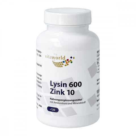 Vita World Lysin 600 mg plus Zink 10 mg Kapseln (120 Stück)