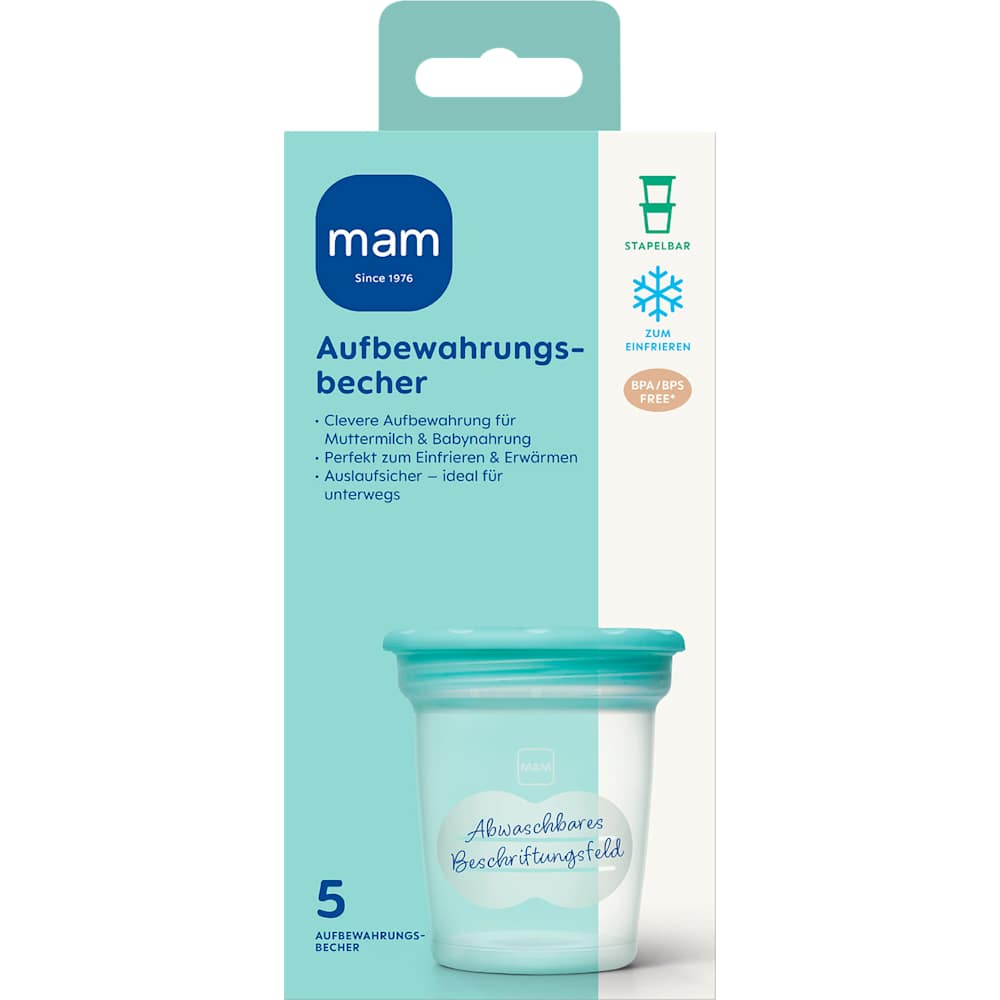 mam Contenants de conservation pour lait maternel et alimentation pour bébé (5 pièces)