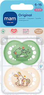 MAM tétine Original Silicone, vert/beige, 6-16 mois, 2 pièces