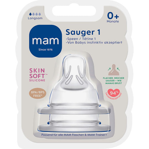 MAM Silikon-Sauger Größe 1 ab der Geburt (2 Stück)