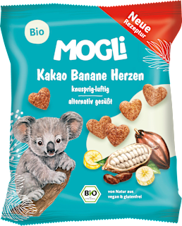MOGLi Snack enfant cacao banane cœurs dès 3 ans (30 g)