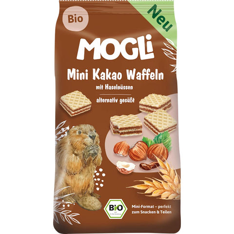MOGLi Snack pour enfants mini gaufres au cacao et noisettes (75 g)
