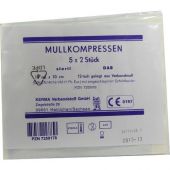KERMA Verbandstoff GmbH sterile Mullkompressen 10x10 cm, 12-fach, Baumwolle (5x2 Stück)