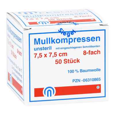 FESMED ES Mullkompressen 7,5x7,5 cm unsteril 8-fach (50 Stück)
