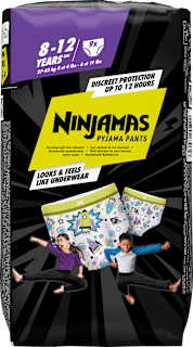 Ninjamas Schlafhöschen für Mädchen 8-12 Jahre (9 Stück)