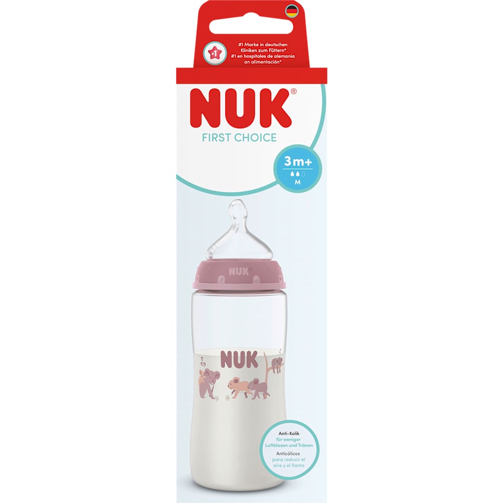 NUK First Choice biberon rose, dès 3 mois, 300 ml, 1 pièce