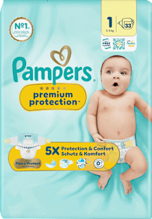 Pampers premium protection couches taille 1 (2-5 kg), 33 pièces
