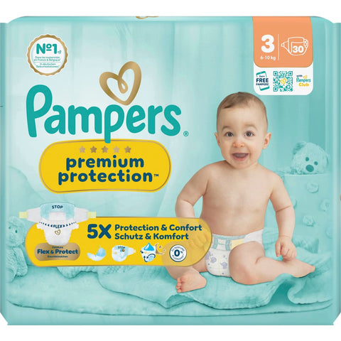 Pampers premium protection couches taille 3 Midi (6-10 kg), 30 pièces