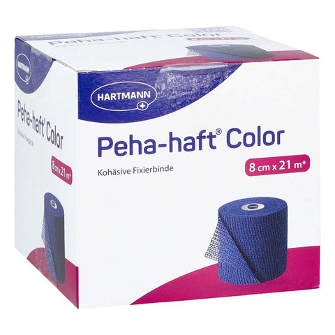 Peha-haft Color latexfreie Fixierbinde 8 cm x 21 m blau (1 Stück)