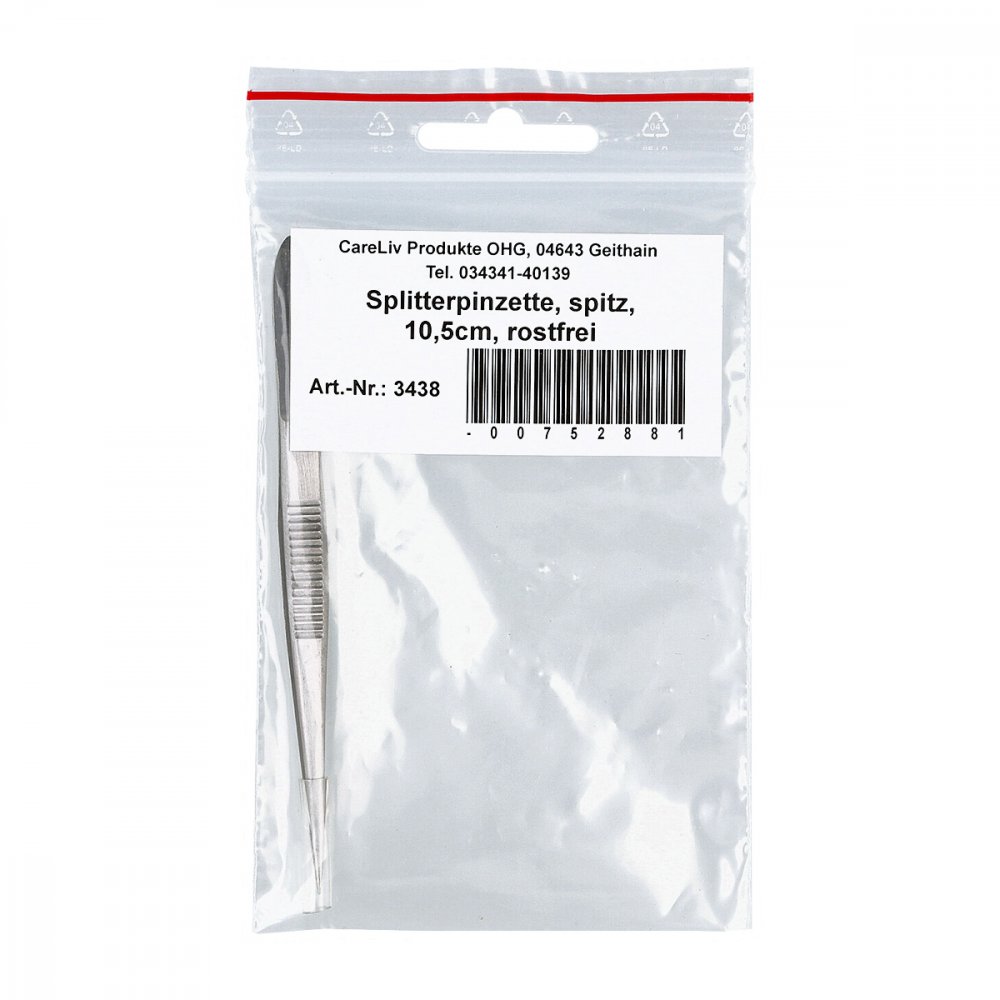Careliv Pince à échardes pointue inoxydable (10,5 cm, 1 pièce)