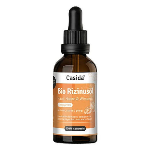 Casida GmbH Bio-Rizinusöl kaltgepresst für Haut, Haare und Wimpern (50 ml)
