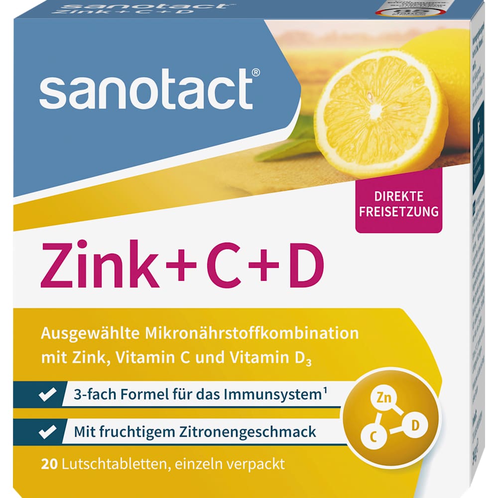 sanotact Zink + C + D pastilles à sucer (20 pièces, 34 g)