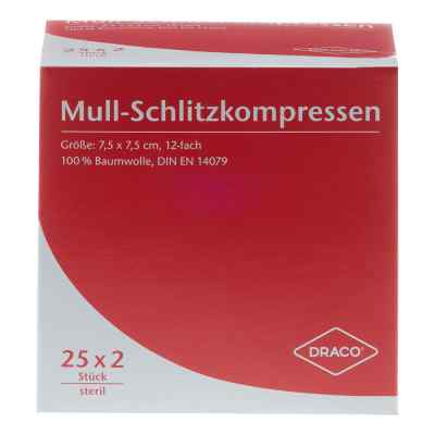 Dr. Ausbüttel GmbH & Co. KG Compresses fendues en gaze stériles 7,5 x 7,5 cm 12 épaisseurs (25 x 2 pièces)