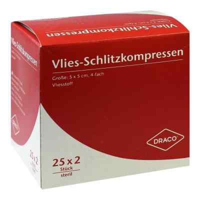Draco Compresses à fente non tissées 5x5cm 4 plis stériles (25x2 pièces)