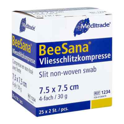 Meditrade compresses fendues non-tissées 7,5x7,5 cm, 4 épaisseurs (25x2 pièces)