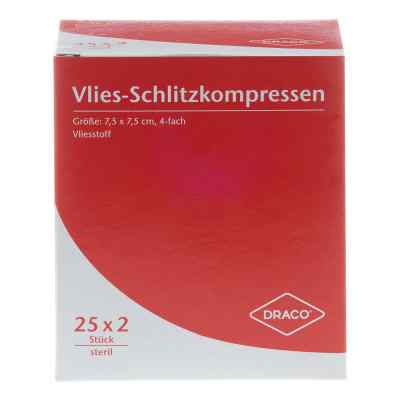 Dr. Ausbüttel GmbH & Co. KG Compresses fendues non tissées 7,5x7,5cm 4 plis stériles (25x2 pièces)