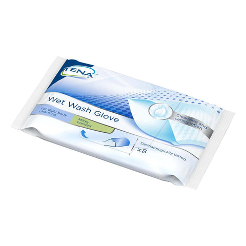 Tena Wet Wash Glove parfümiert 15x23 cm blau (8 Stück)