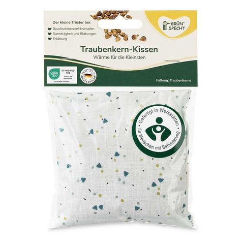 GRÜNSPECHT Coussin de noyaux de raisin 12 x 12 cm, triangles Frosty vert (1 pièce)