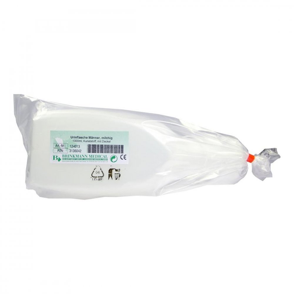Brinkmann Bouteille d'urine pour hommes laiteuse avec couvercle (1000 ml)
