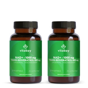 Vitabay NAD+ 1000 mg Trans-Resveratrol 600 mg liposomal à haute dose (180 pièces)