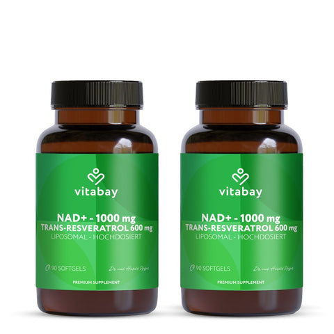 Vitabay NAD+ 1000 mg Trans-Resveratrol 600 mg high-dose liposomal (180 capsules)