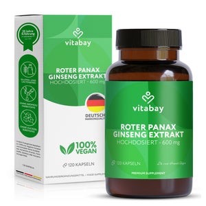 Vitabay Extrait de Panax Ginseng rouge 600 mg, 120 gélules