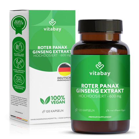 Vitabay Extrait de Panax Ginseng rouge 600 mg, 120 gélules