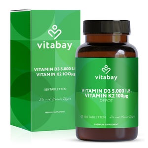 Vitabay Vitamine D3 K2 5000 UI 180 comprimés