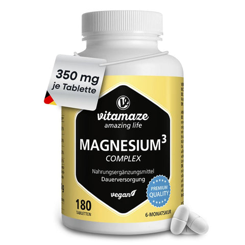 Vitamaze Magnesium 350 mg Komplex Citrat/Oxid/Carbonat vegan (180 Tabletten)