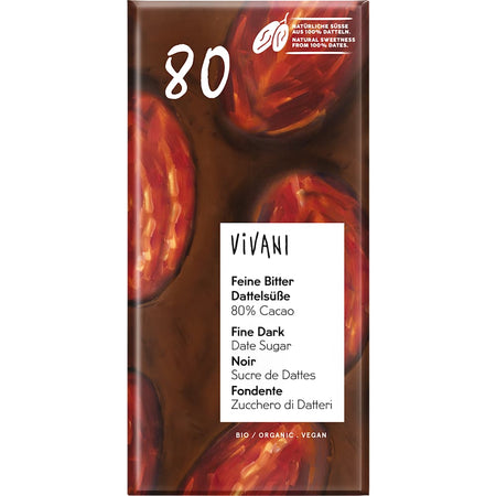 Vivani Chocolat fin amer sucré aux dattes 80% (80 g)