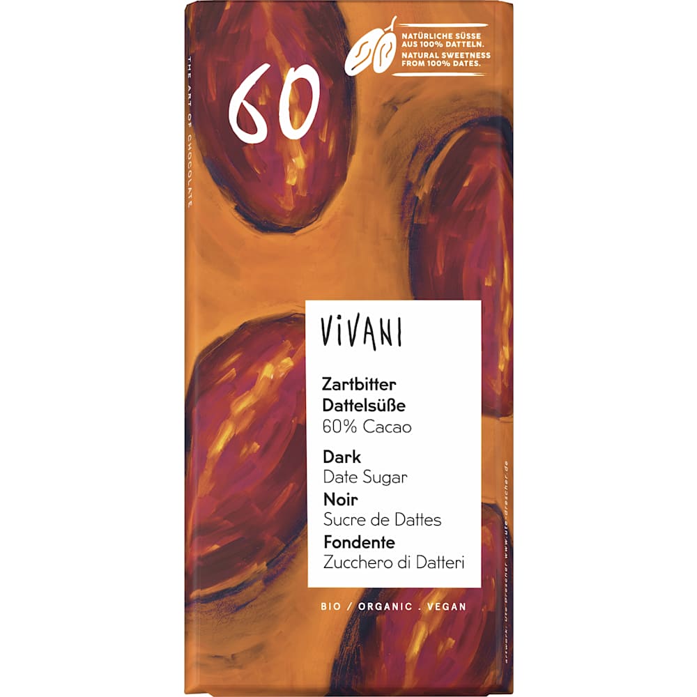 Vivani Chocolat noir à la douceur de dattes 60% (80 g)