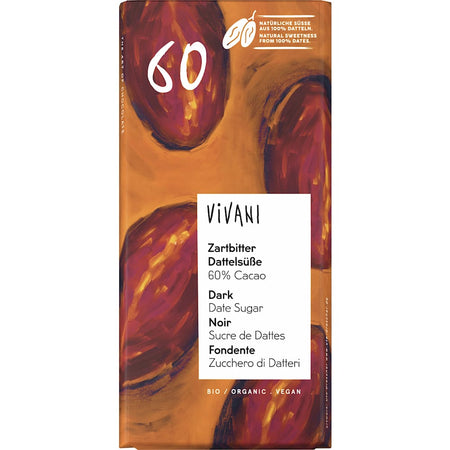 Vivani Chocolat noir à la douceur de dattes 60% (80 g)