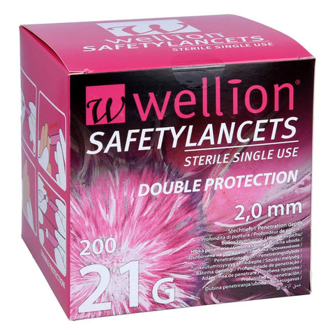 Wellion Sicherheitslanzetten 21 G 2 mm (200 Stück)