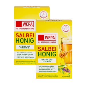 WEPA sauge + miel + vitamine C + zinc double paquet (2 x 10 x 10 g)
