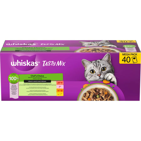 Whiskas pâtée pour chat Chef's Choice in Sauce, Tasty Mix Megapack (40x85 g), 3,4 kg
