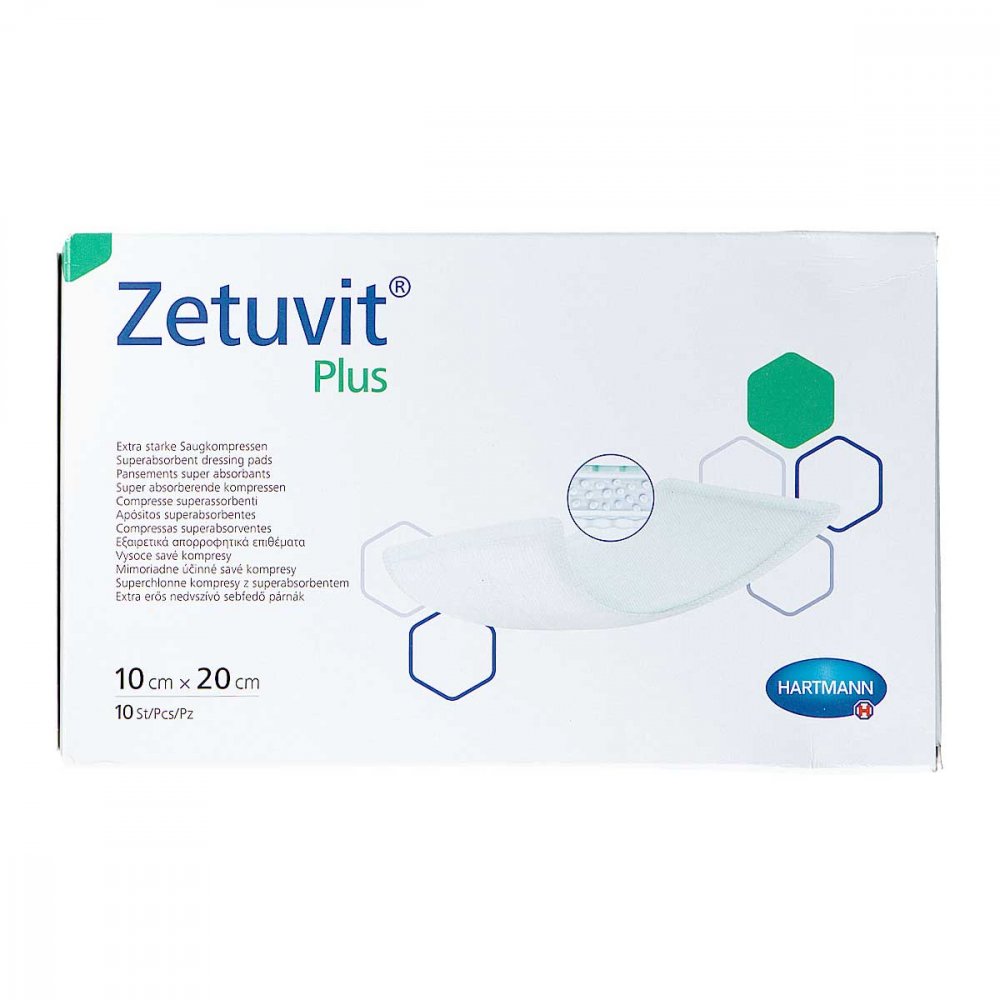 Zetuvit Plus compresses absorbantes stériles extra-fortes 10x20 cm (10 pièces)