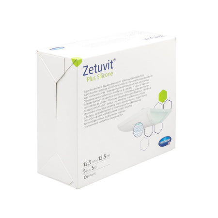 Zetuvit Plus Silicone stérile 12,5x12,5 cm (10 pièces)