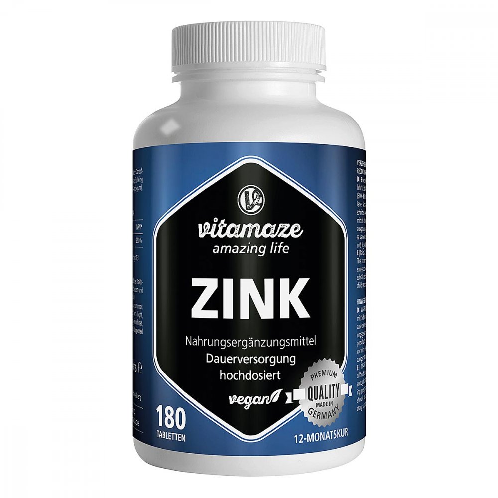 Vitamaze Zinc 25 mg à haute dose vegan comprimés (180 pièces)