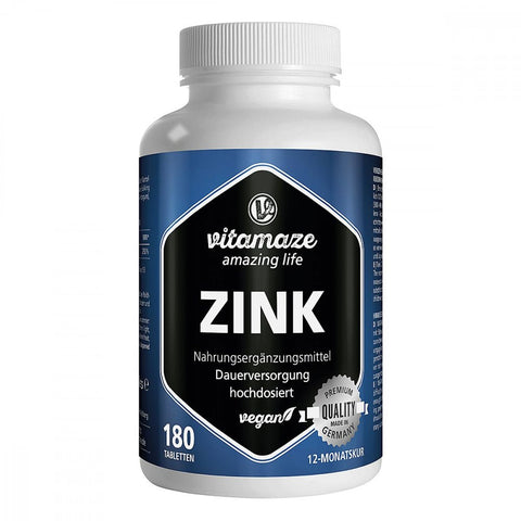 Vitamaze Zinc 25 mg à haute dose vegan comprimés (180 pièces)